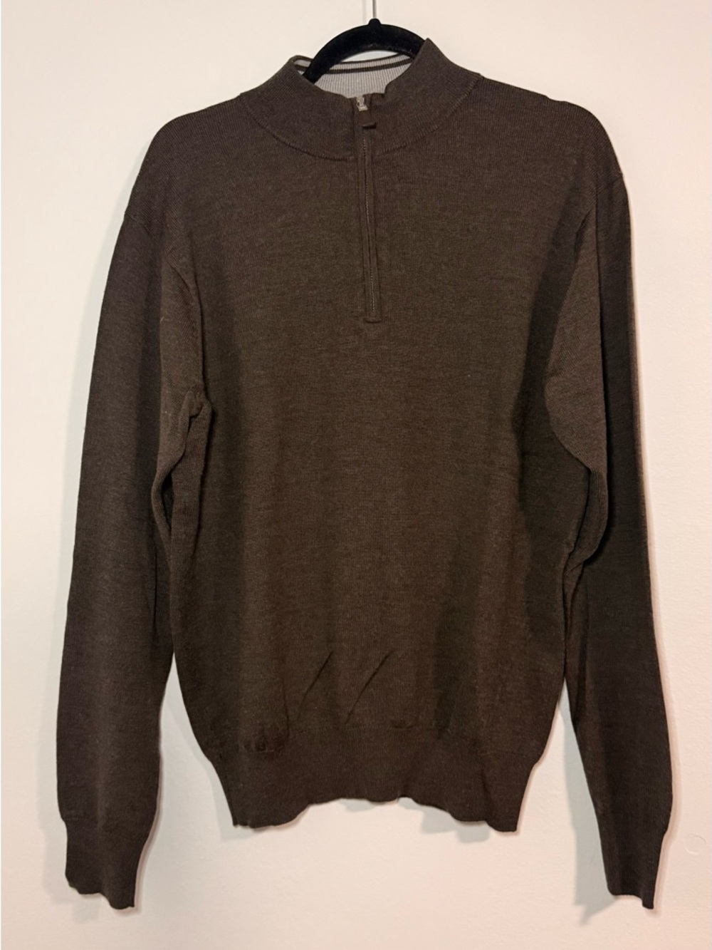 Peter Millar Sweater Mens Half Zip Merino Wool Mock Neck Size Medium M Brown
